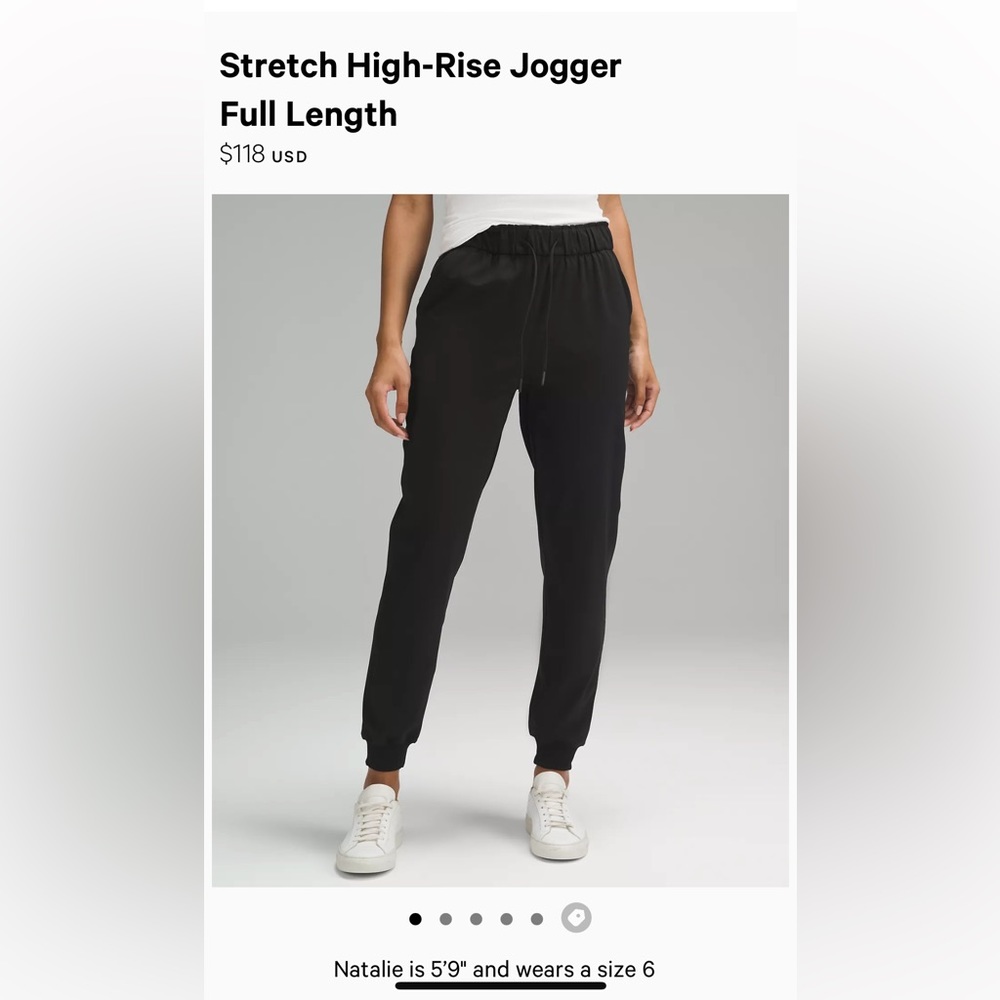 Lululemon stretch high-rise full length jogger 28” size 6 black